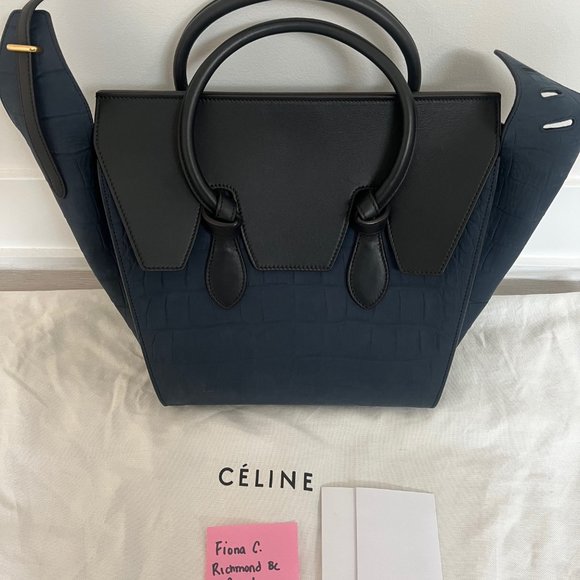 Céline Croc Embossed Nubuck Small Knot Tote Bag - Picture 2 of 9